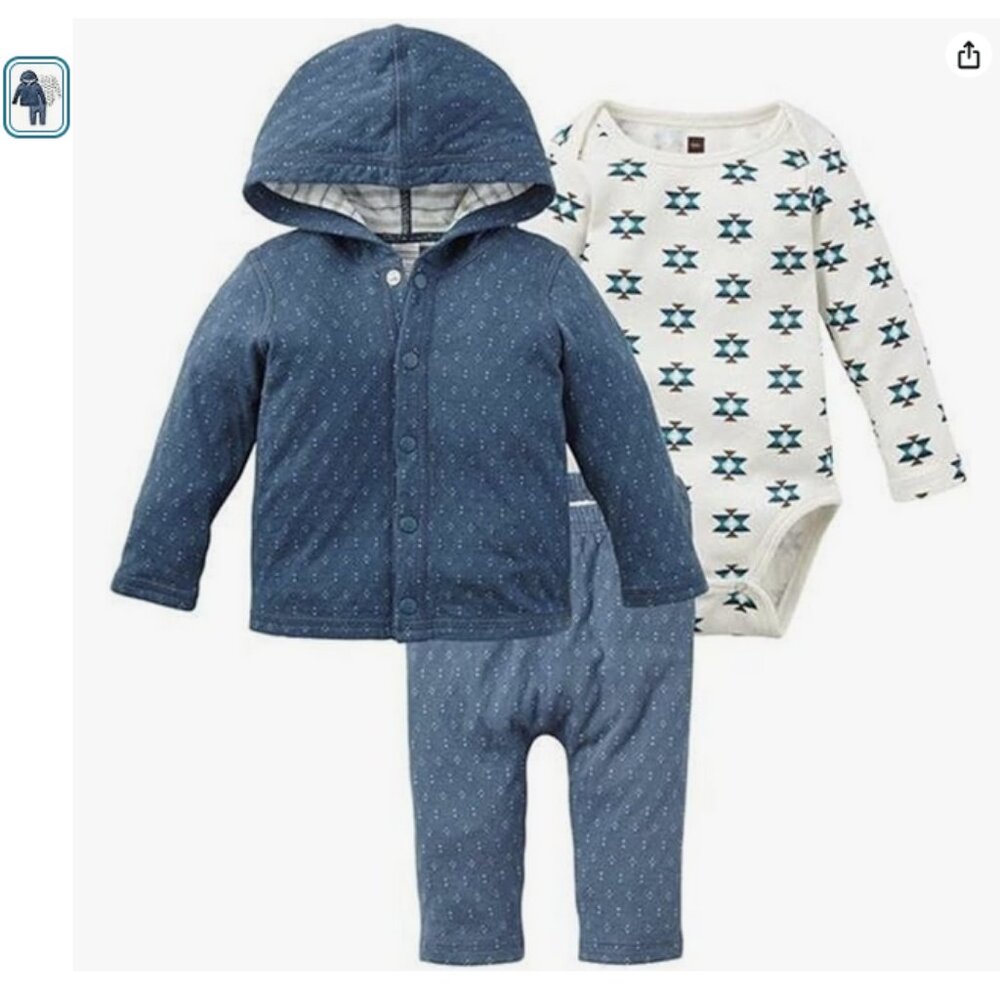 NWT Tea Collection Baby Boys' Blue Glacier Set 6-12 months - pants, sweater